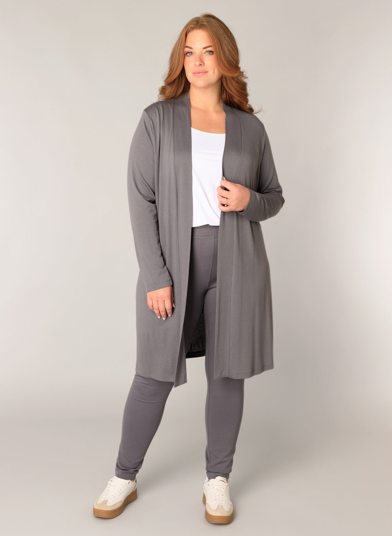 Cardigan/Strickjacke "Ayla Long" - grau