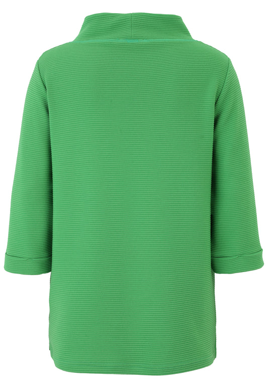 Shirt-Pulli 3/4-Arm mit Grafik-Motiv Armelaufschlag und Umlegekragen