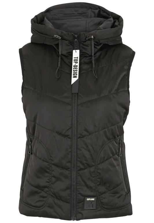 Stepper-Weste ärmellos mit Hoodie aus Nylon dünn wattiert