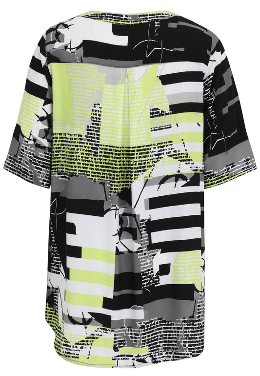Schlupfbluse mit Grafik-Print und Halbarm