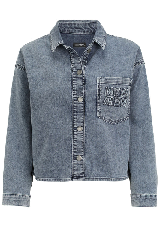 Jeansjacke mit Vintage-Applikation