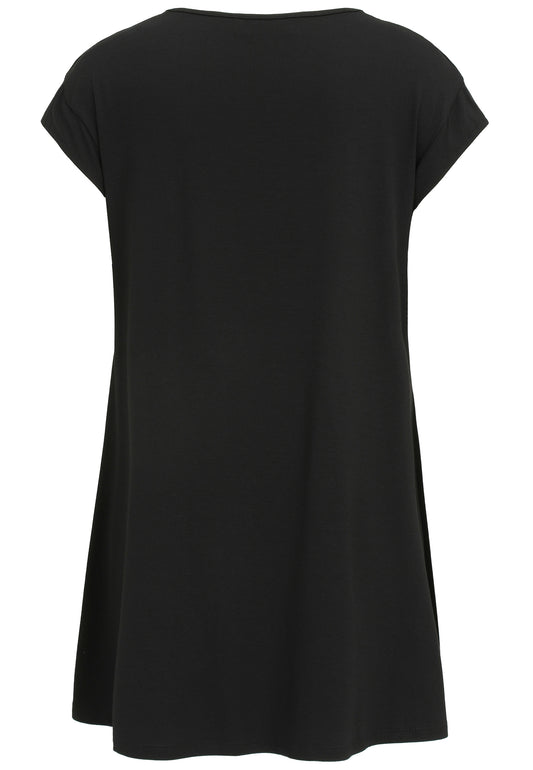 Long-Shirt mit Kontrasteinsatz und 1/4-Arm