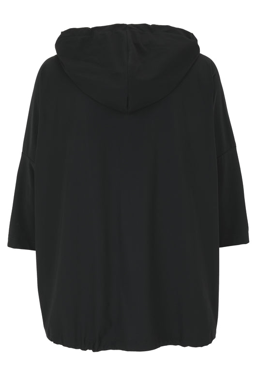 Jacke aus elastischer Wirkware mit Hoodie, Reißverschluss und Neon-Details