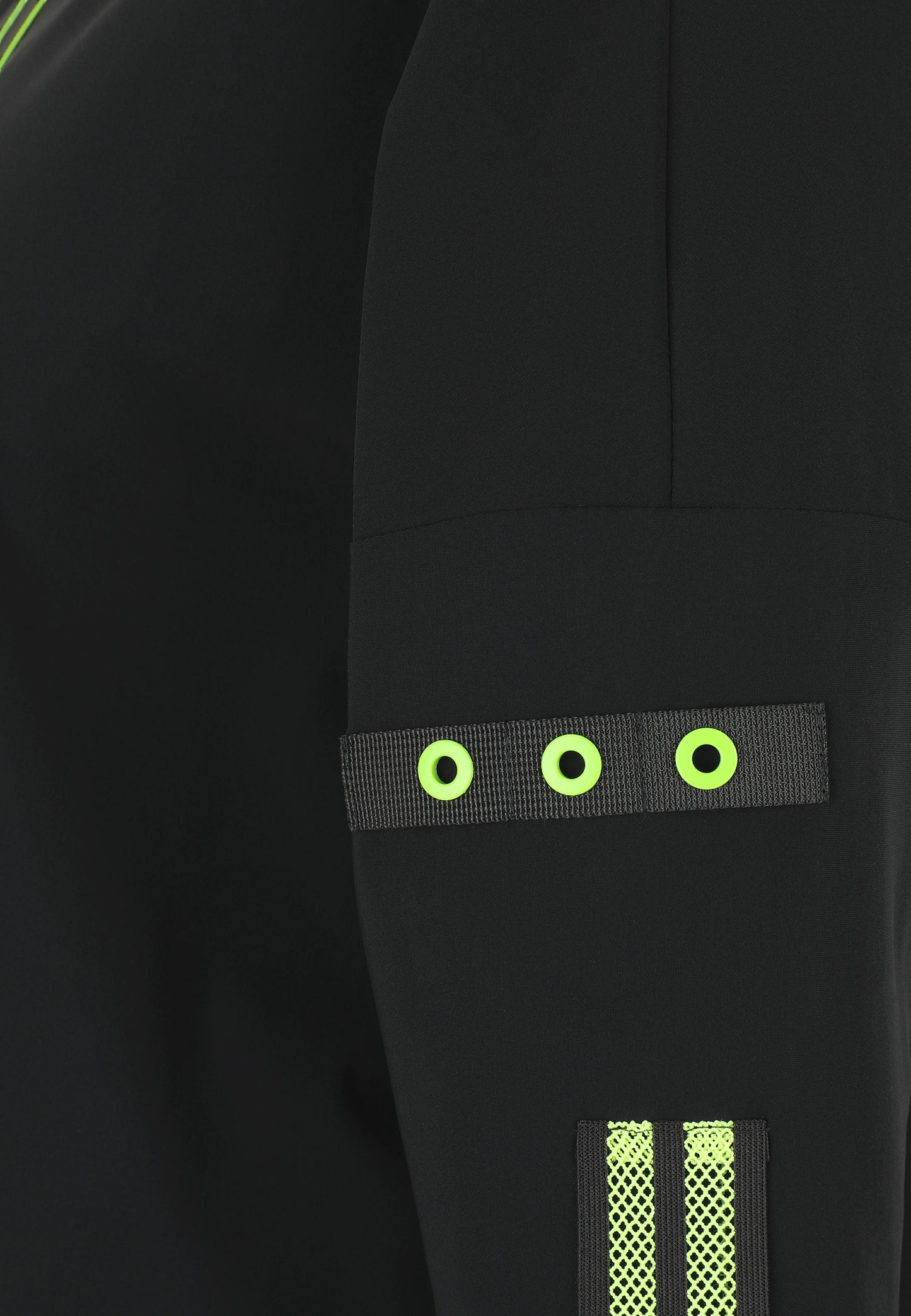 Jacke aus elastischer Wirkware mit Hoodie, Reißverschluss und Neon-Details