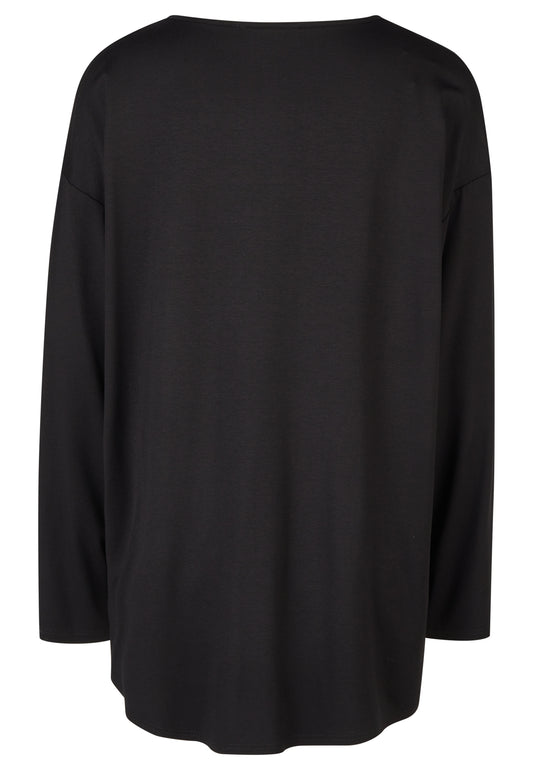 Long-Shirt mit dekorativem Reißverschluss-Anhänger