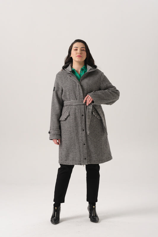 Kapuzenmantel mit Taillengürtel