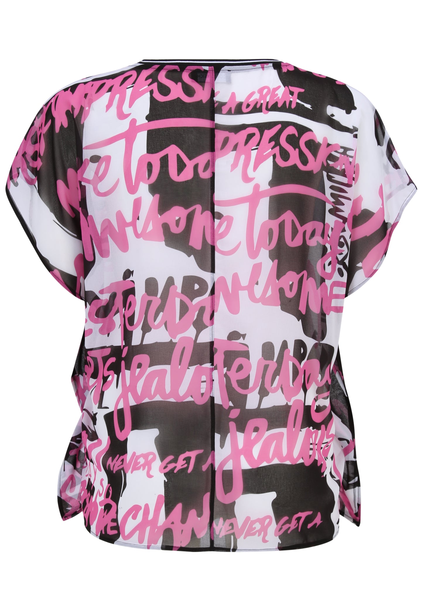 Überwurf-Bluse aus transparentem Chiffon mit Grafik-Print