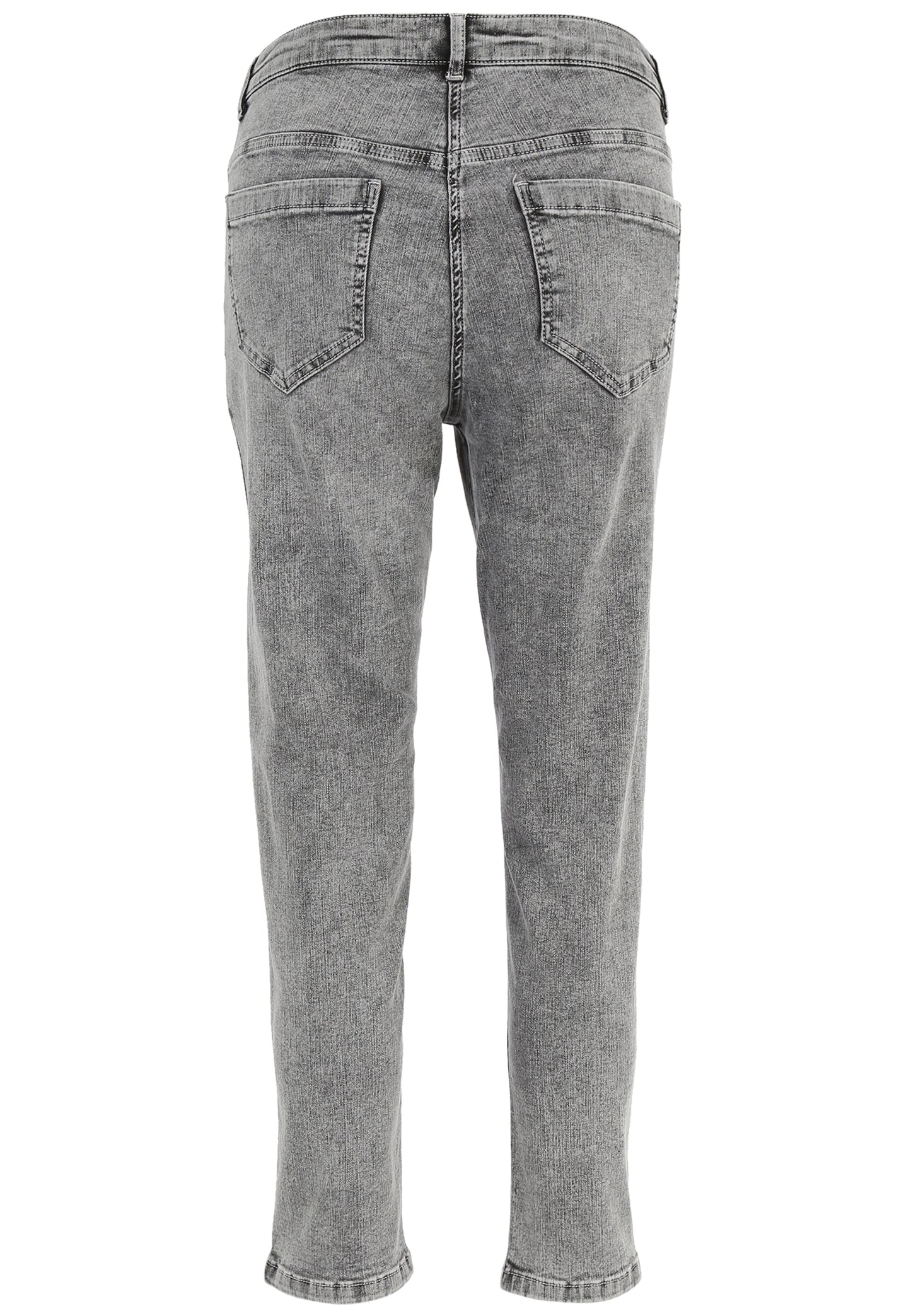 5-Pocket Jeans Hose in Grau mit Strass-Steinchen