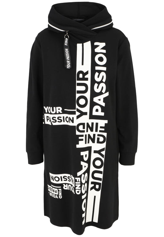 Sweatshirt mit Hoody und Motivprint Wording