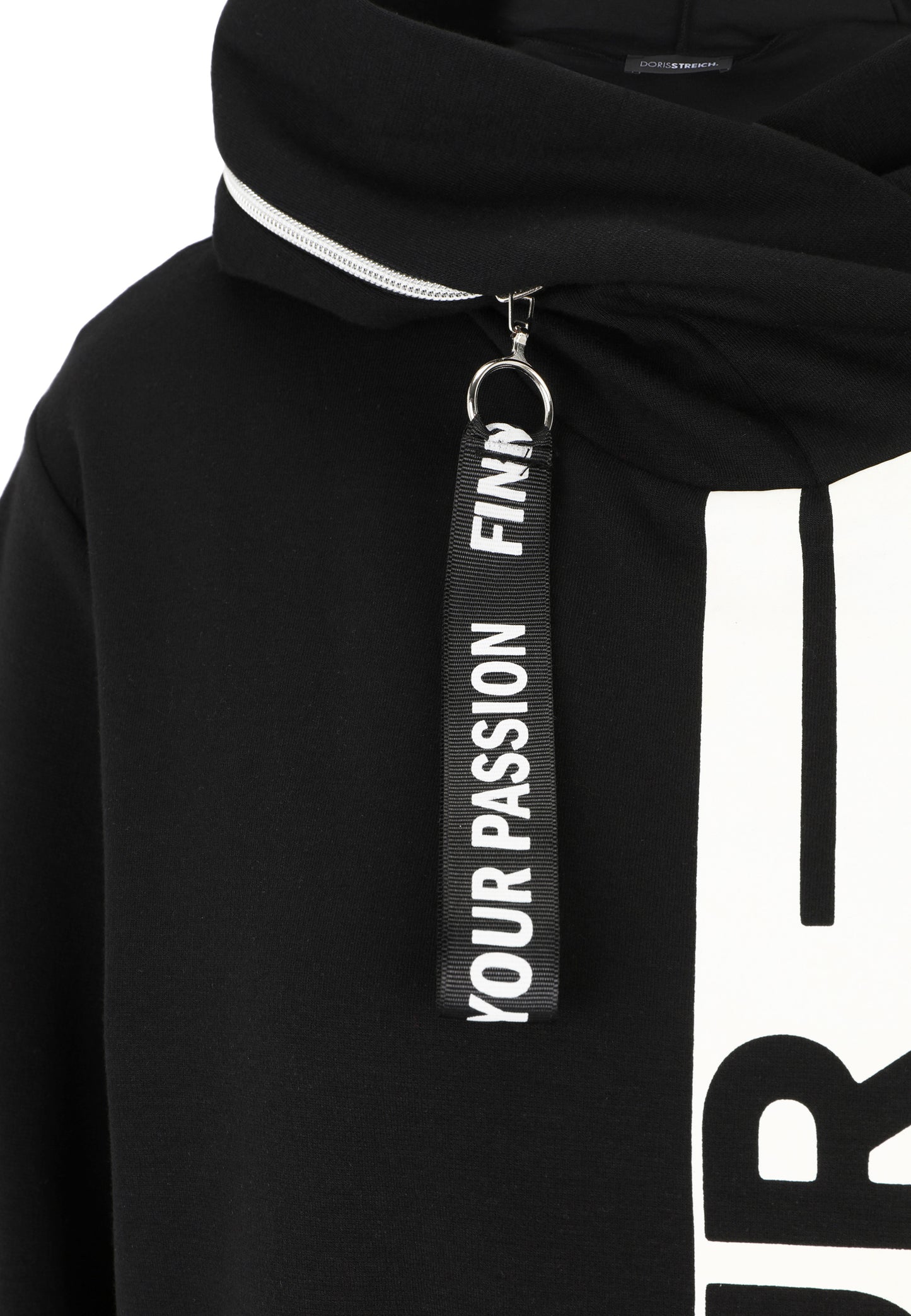 Sweatshirt mit Hoody und Motivprint Wording