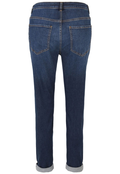 5-pocket Jeans Hose mit Vintage-Löchern und Strass-Steinchen