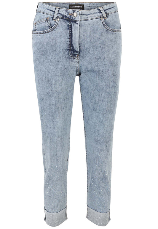 5-pocket Jeans Hose mit Strass-Steinchen