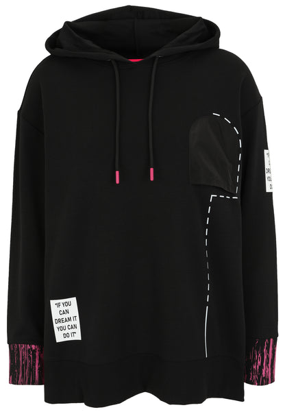Sweatshirt mit Hoodie und Grafik-Motiv