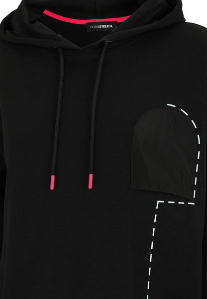 Sweatshirt mit Hoodie und Grafik-Motiv