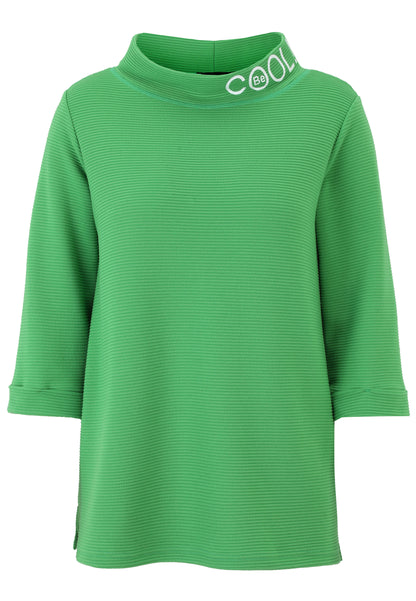 Shirt-Pulli 3/4-Arm mit Grafik-Motiv Armelaufschlag und Umlegekragen