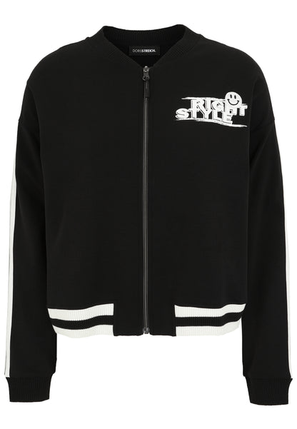 Bomberjacke aus Sweatware mit Smiley-Motiv