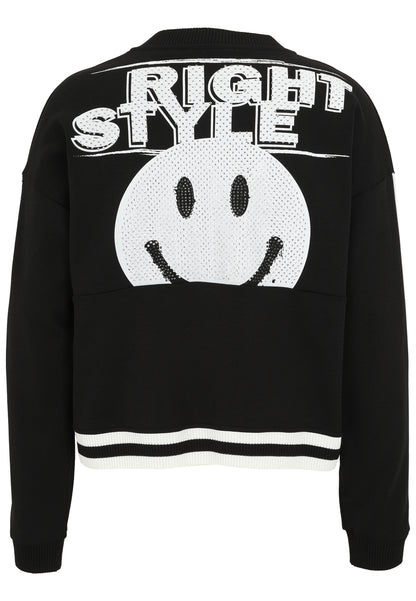 Bomberjacke aus Sweatware mit Smiley-Motiv