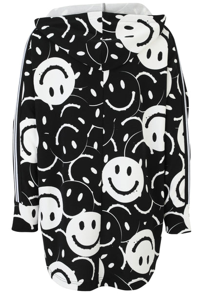 Sweatshirt mit Hoodie und Smiley-Print