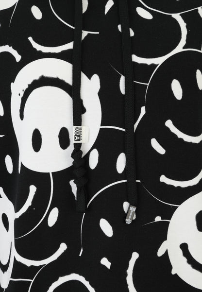 Sweatshirt mit Hoodie und Smiley-Print