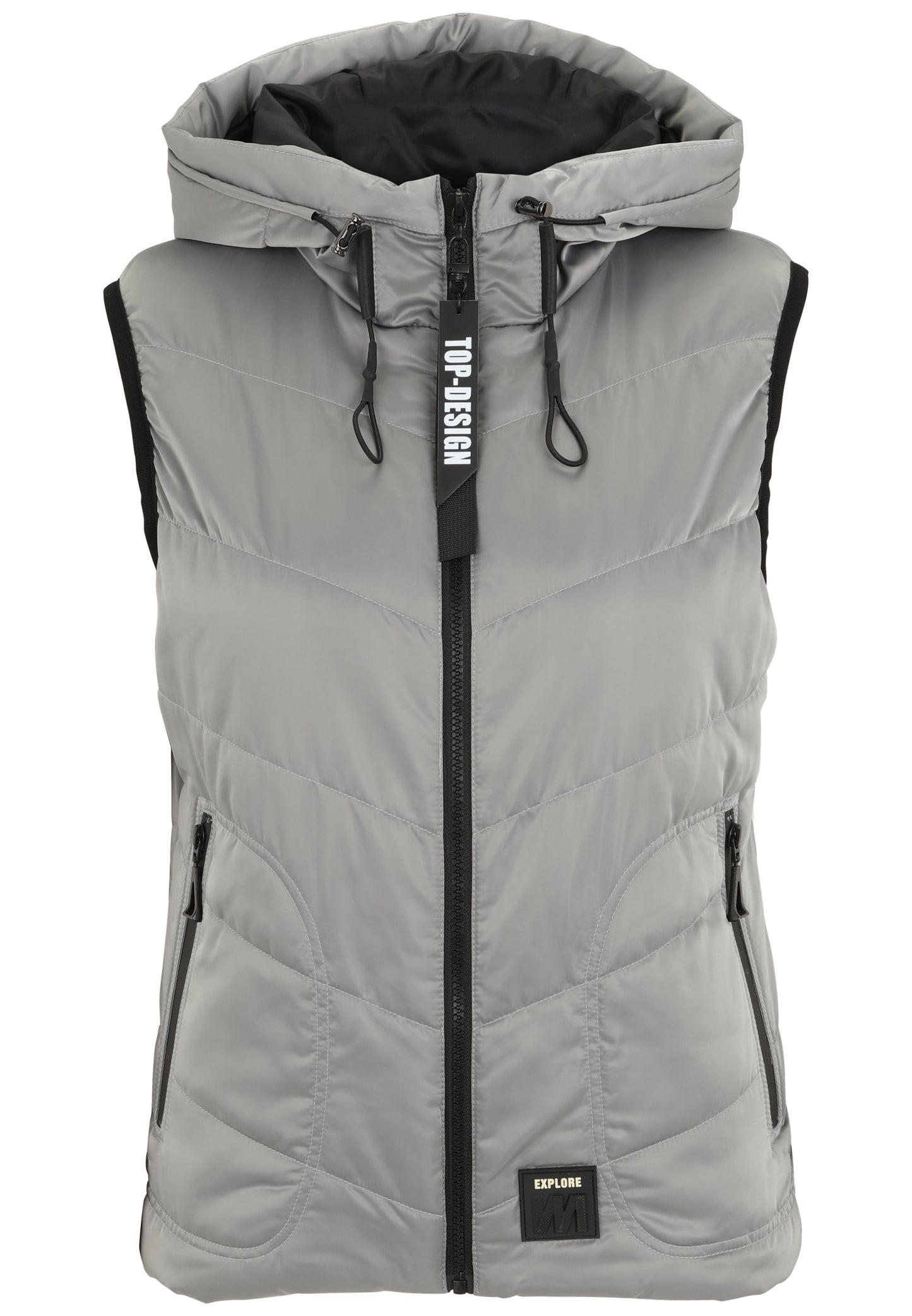 Stepper-Weste ärmellos mit Hoodie aus Nylon dünn wattiert