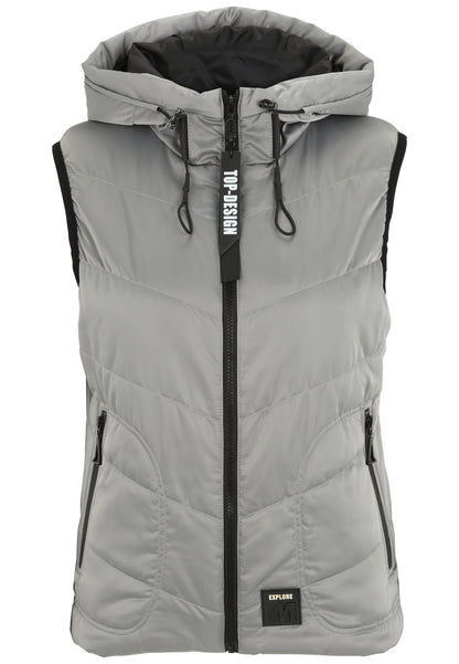 Stepper-Weste ärmellos mit Hoodie aus Nylon dünn wattiert