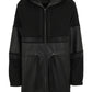 Long-Jacke mit Hoodie aus Lederimitat