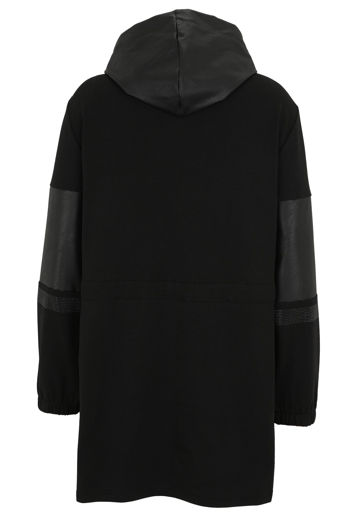 Long-Jacke mit Hoodie aus Lederimitat