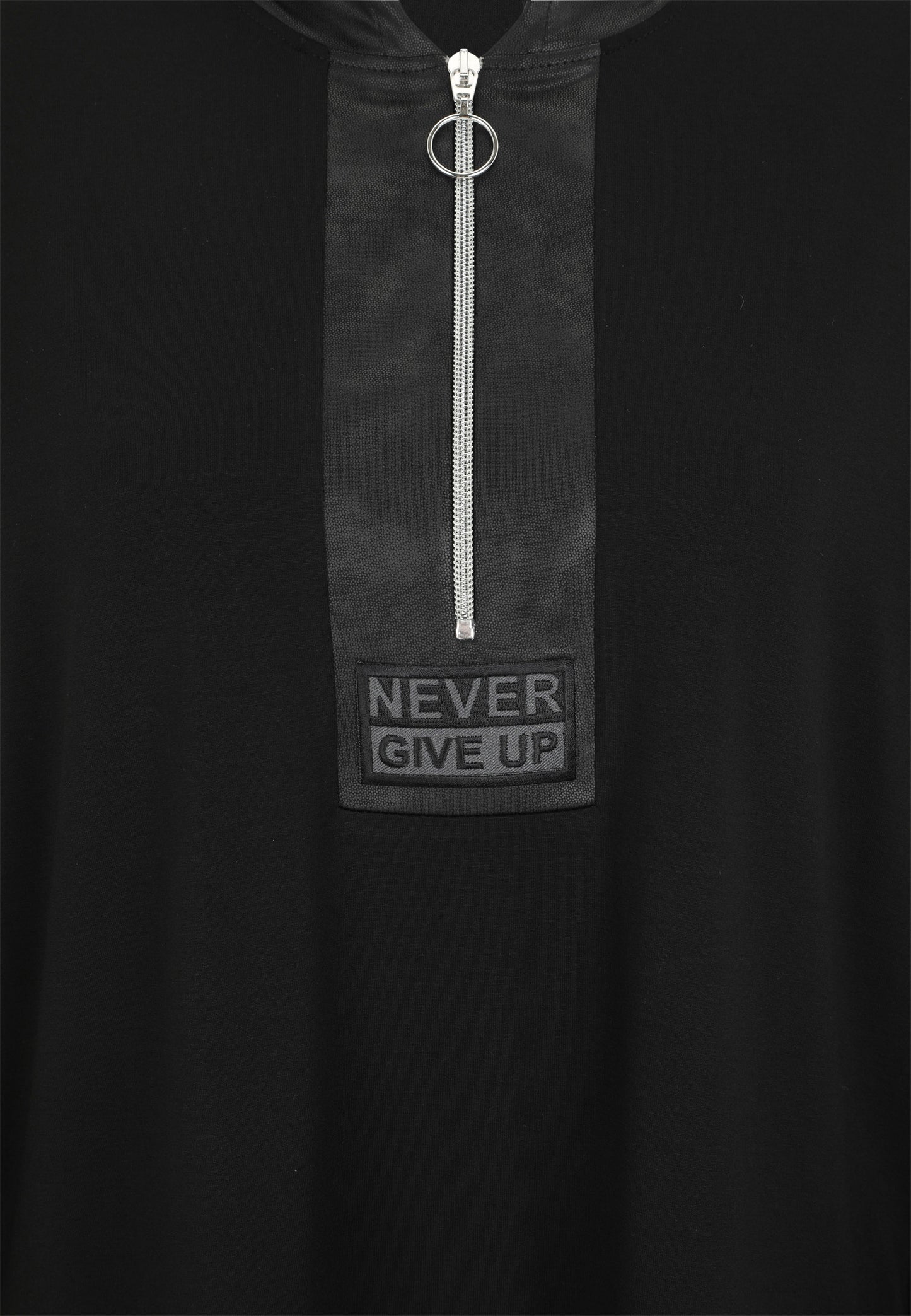 Long-Shirt mit Hoodie aus Lederimitat
