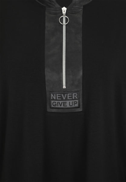 Long-Shirt mit Hoodie aus Lederimitat