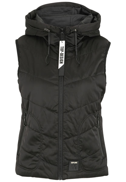 Stepper-Weste ärmellos mit Hoodie aus Nylon dünn wattiert