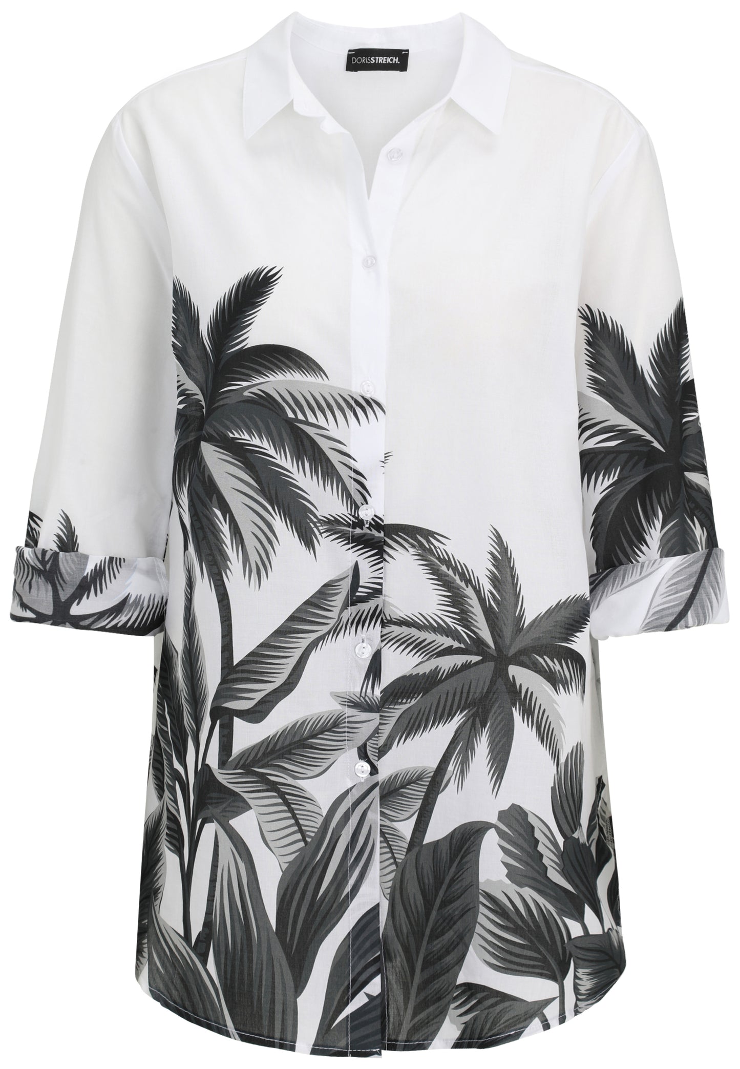 Hemdbluse mit Palmen-Print