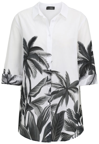 Hemdbluse mit Palmen-Print