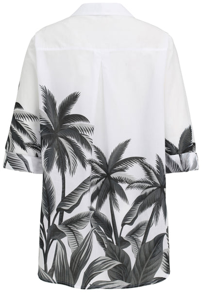 Hemdbluse mit Palmen-Print