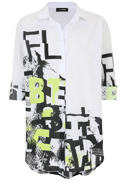 Hemdbluse mit Buchstabenprint