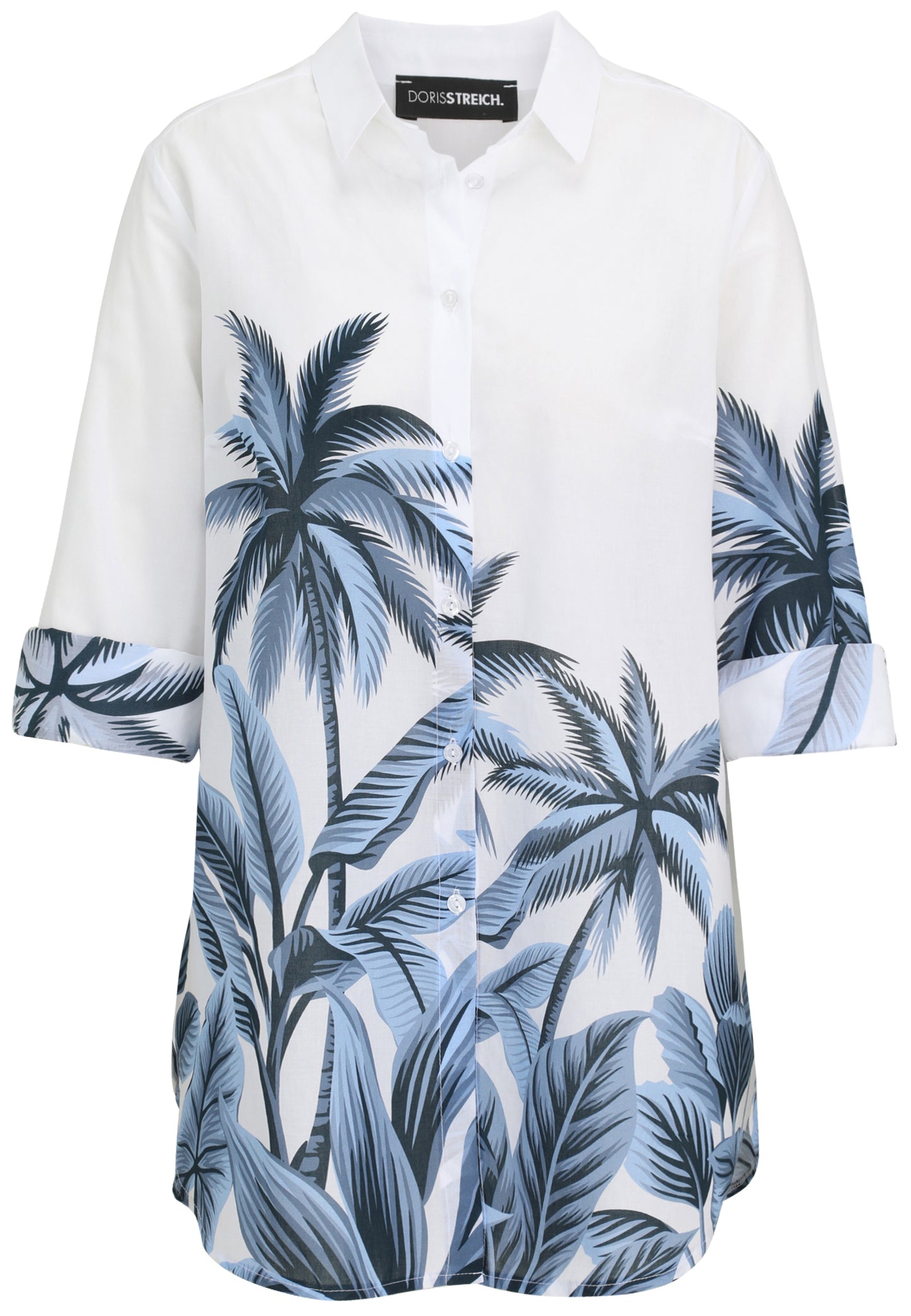Hemdbluse mit Palmen-Print