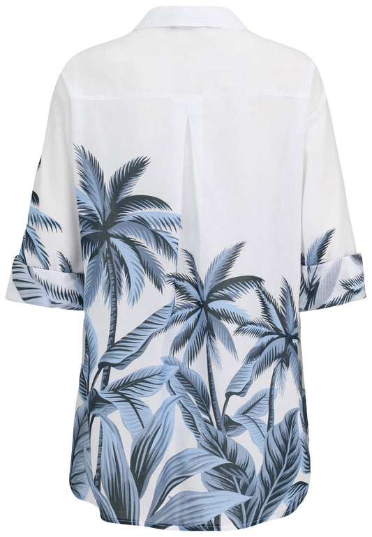 Hemdbluse mit Palmen-Print