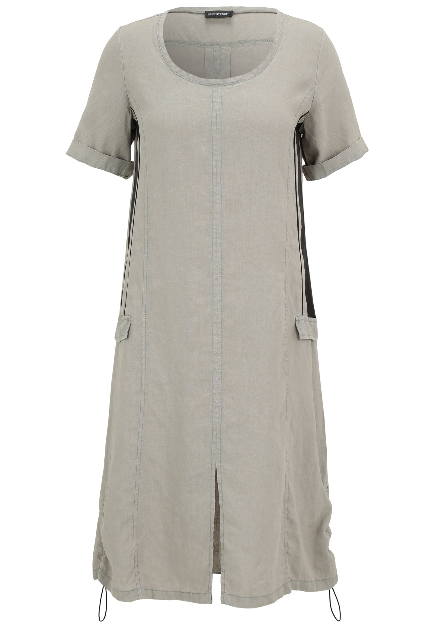 Leinen-Kleid mit kontrastfarbigen Nylon-Einsätzen