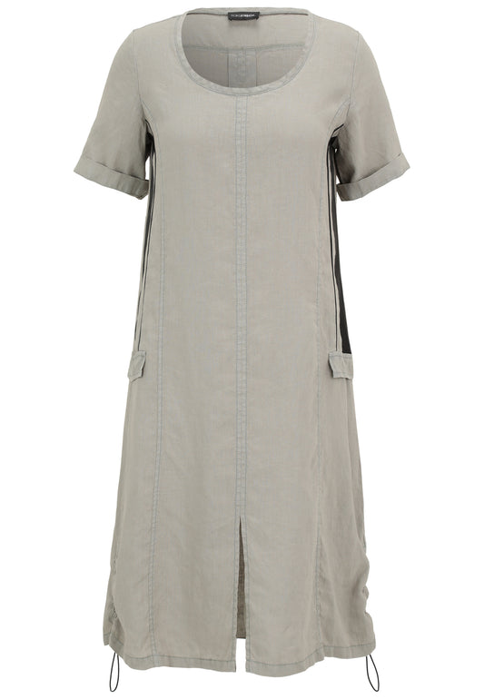 Leinen-Kleid mit kontrastfarbigen Nylon-Einsätzen