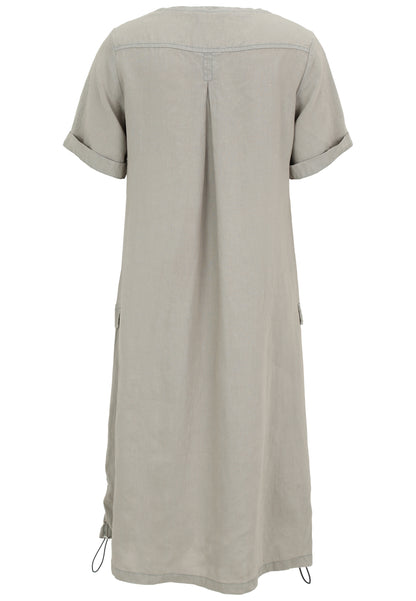 Leinen-Kleid mit kontrastfarbigen Nylon-Einsätzen