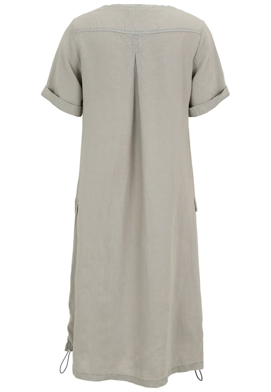 Leinen-Kleid mit kontrastfarbigen Nylon-Einsätzen