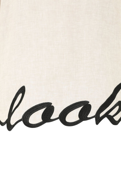 Leinen-Bluse mit Stickerei und Reißverschluss