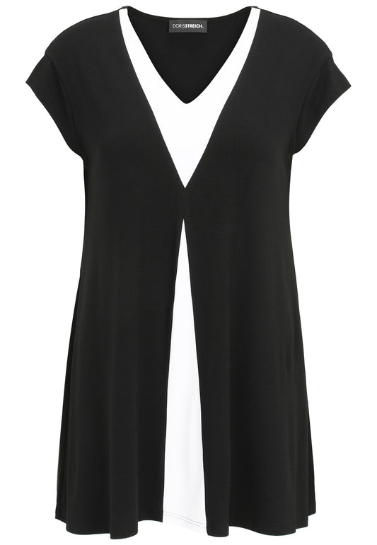 Long-Shirt mit Kontrasteinsatz und 1/4-Arm