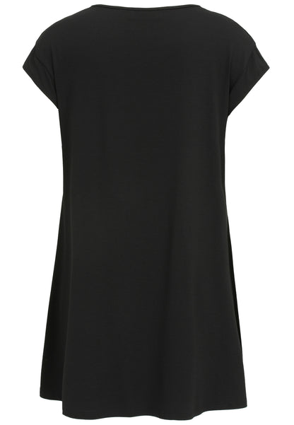 Long-Shirt mit Kontrasteinsatz und 1/4-Arm