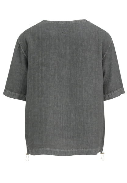 Bluse aus softem Leinen mit Reißverschluß