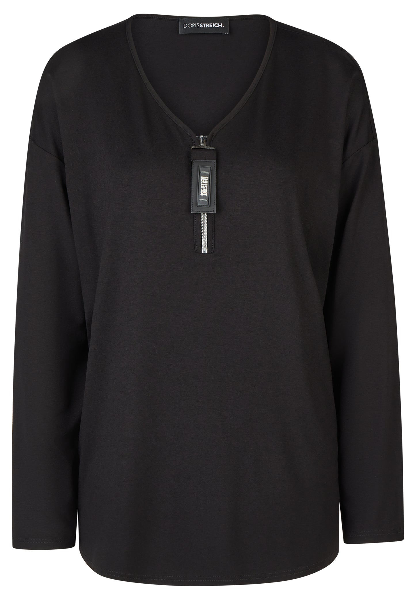 Long-Shirt mit dekorativem Reißverschluss-Anhänger