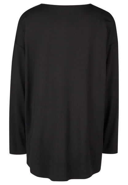 Long-Shirt mit dekorativem Reißverschluss-Anhänger