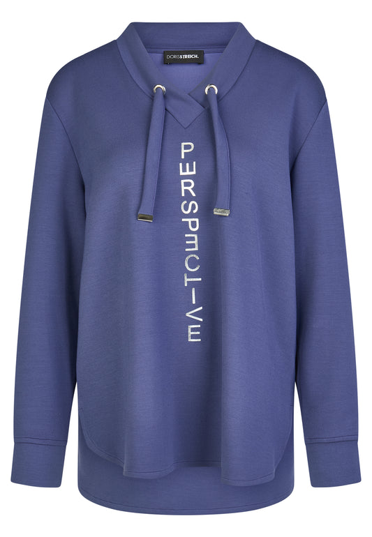 Sweatshirt mit silbernem Wording Motiv