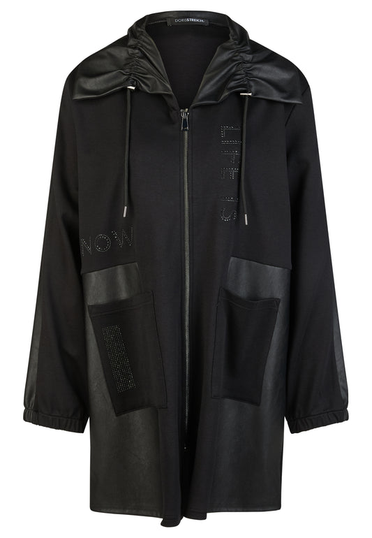 Long-Jacke aus Lederimitat