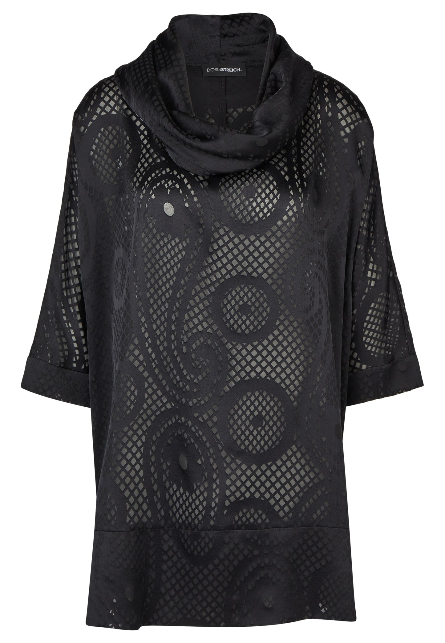 Bluse mit partiell transparentem tonigen Paisley-Print