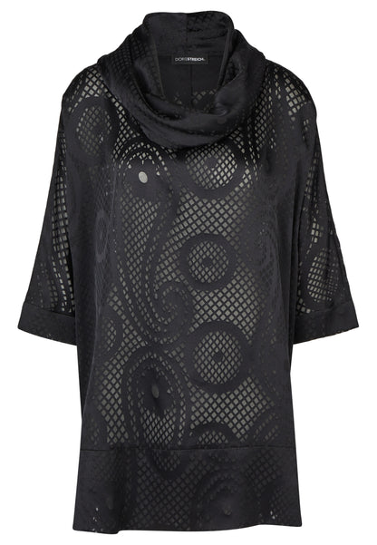 Bluse mit partiell transparentem tonigen Paisley-Print